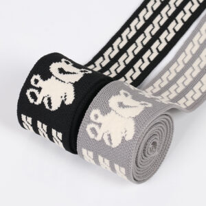 4cm Rib Knit Jacquard Tape – Polyester High-Stretch Trim for Sports & Casual Pants Side Decoration