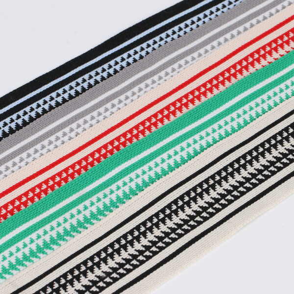 5cm Elastic Rib Jacquard Webbing – Polyester Knit Trim for Pants Side Stripes & Decorative Clothing Accessories