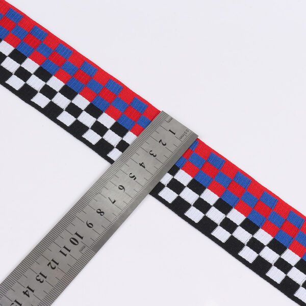 4cm / 5cm Polyester Jacquard Plain Knit Webbing – Multi-Color Checkered Trim for Bags & Garments