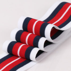 4.0cm Tricolor Striped Polyester Knitted Tape | Single-Side Pants Side Stripe Trim  🔗 Slug