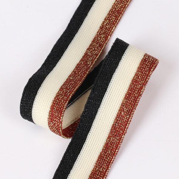 2.5cm Non-Elastic Polyester Knitted Tape with Metallic Thread | Warp Knit Trim for Pants