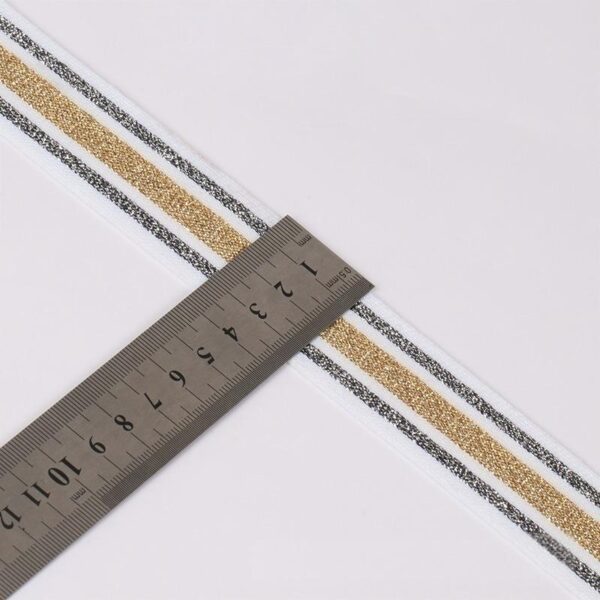 3.5cm Metallic Polyester Knitted Tape | Multicolor Garment Trim for Clothing & Pants