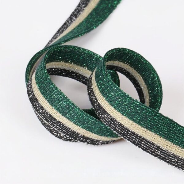 2.0cm Metallic Polyester Knitted Tape | Elastic Side Stripe Trim for Sportswear