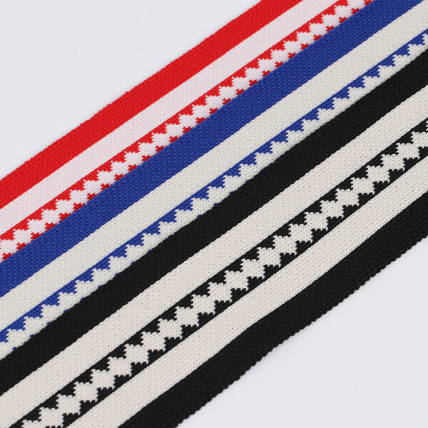 5cm Elastic Rib Jacquard Webbing – Polyester Knit Trim for Pants Side Stripes & Decorative Clothing Accessories