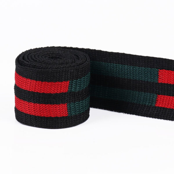 2.5cm Polyester Jacquard Knit Webbing – Black and White Decorative Trim