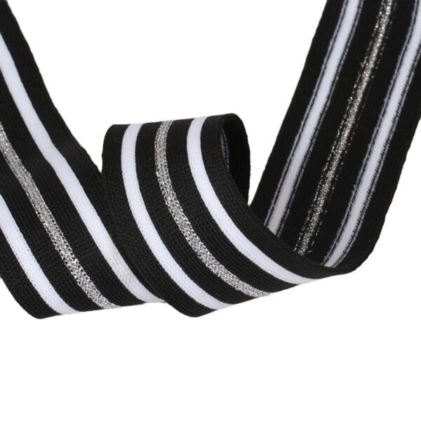 3.5cm Metallic Polyester Knitted Tape | Multicolor Garment Trim for Clothing & Pants