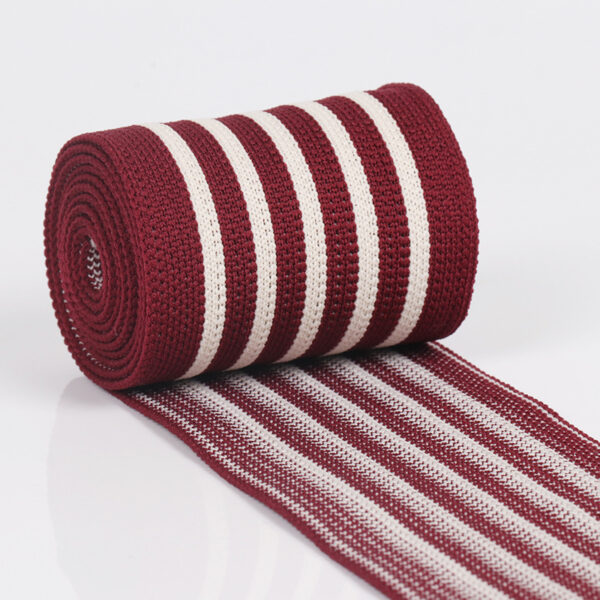 6cm Black and White Stripe Rib Knit Jacquard Tape – Nylon-Like Low-Stretch Trim for Pants Side Panels