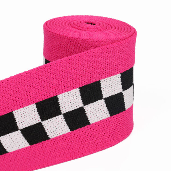 6.5cm Jacquard Checkered Ribbed Knit Webbing – Side Stripe Trim for Pants & Fashion Apparel