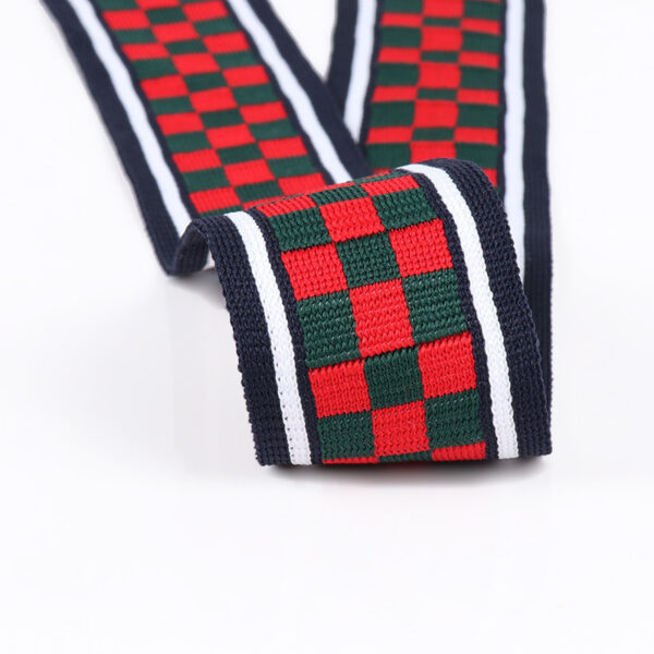 4cm / 5cm Polyester Jacquard Plain Knit Webbing – Multi-Color Checkered Trim for Bags & Garments