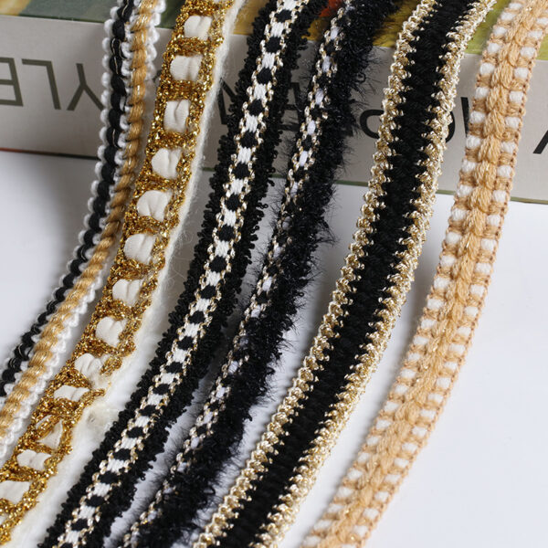 Korean Style Metallic Edge Lace Trim for Clothing Decoration
