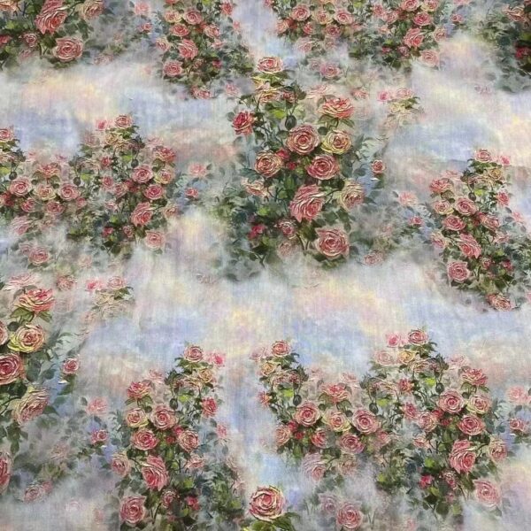 Cotton Digital Printed Fabric — 3D Oil Painting Pastoral Style