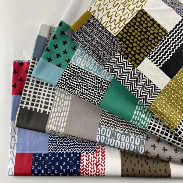 40s Cotton Poplin Fabric Patchwork Style — Reactive Print Textile