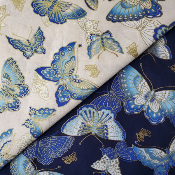 Cotton Butterfly Print Fabric with Gold Stamping — DIY & Apparel