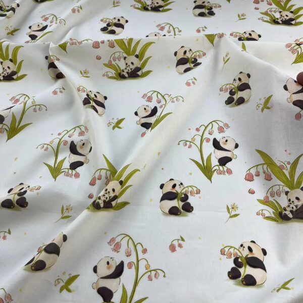 Cotton Digital Print Fabric Panda Cartoon — Soft Kidswear Textile