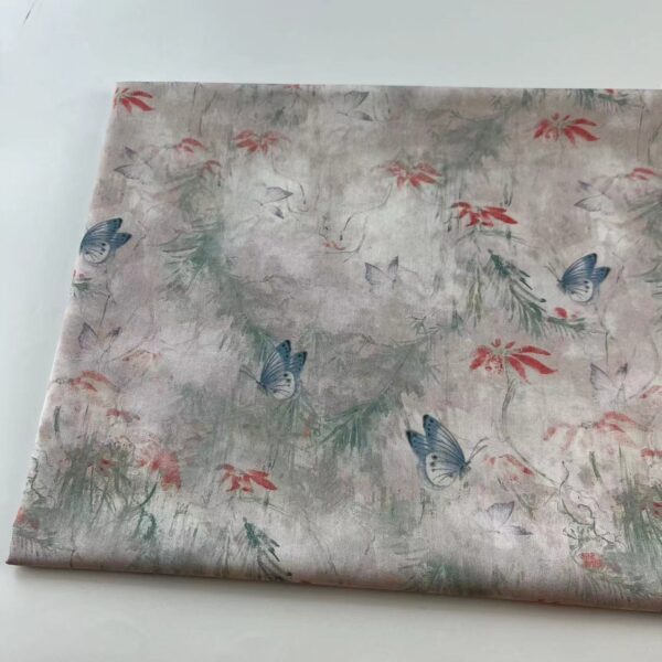 Cotton Digital Print Fabric — Vintage Bamboo Leaf Design