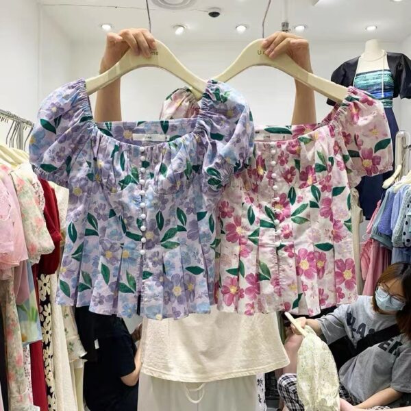 40s Cotton Poplin Fabric Patchwork Style — Reactive Print Textile