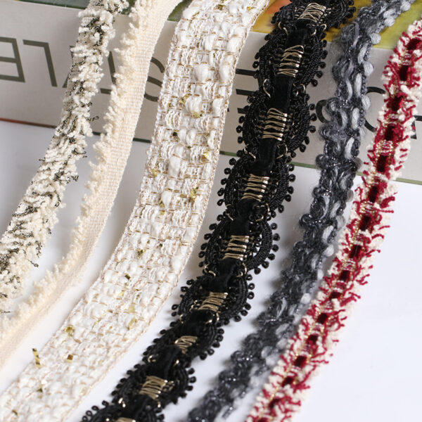 Korean Style Metallic Edge Lace Trim for Clothing Decoration