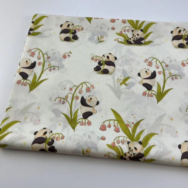 Cotton Digital Print Fabric Panda Cartoon — Soft Kidswear Textile