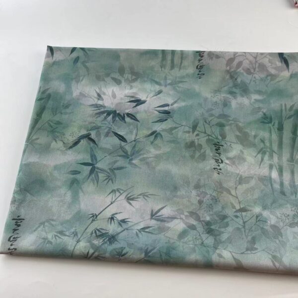 Cotton Digital Print Fabric — Vintage Bamboo Leaf Design