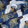 Cotton Crane Gold Print Fabric — Elegant Hanfu & Dress Cloth