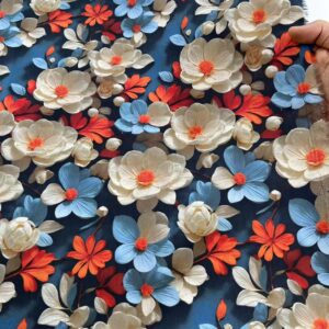 100% Cotton Digital Printed Fabric — 3D Oil Painting Style for Apparel & DIY