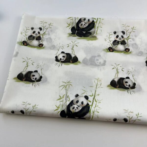 Cotton Digital Print Fabric Panda Cartoon — Soft Kidswear Textile