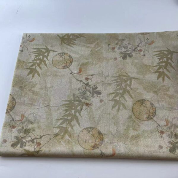 Cotton Digital Print Fabric — Vintage Bamboo Leaf Design