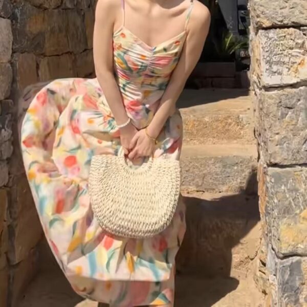 100% Cotton Digital Print Fabric — Hazy Oil Painting Style for Dresses