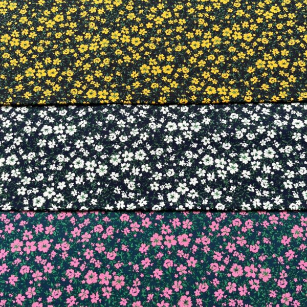 Cotton Poplin Floral Print Fabric — Summer Pastoral Style DIY Cloth
