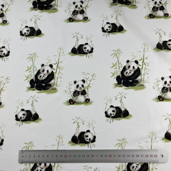 Cotton Digital Print Fabric Panda Cartoon — Soft Kidswear Textile