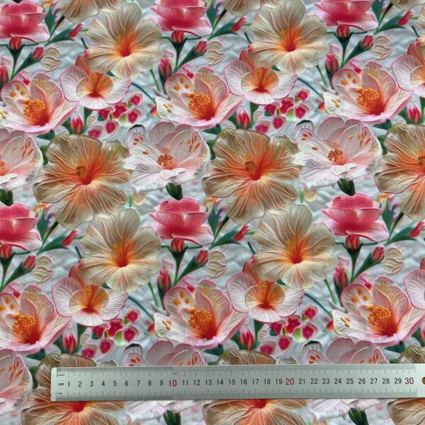 100% Cotton Digital Printed Fabric — 3D Oil Painting Style for Apparel & DIY