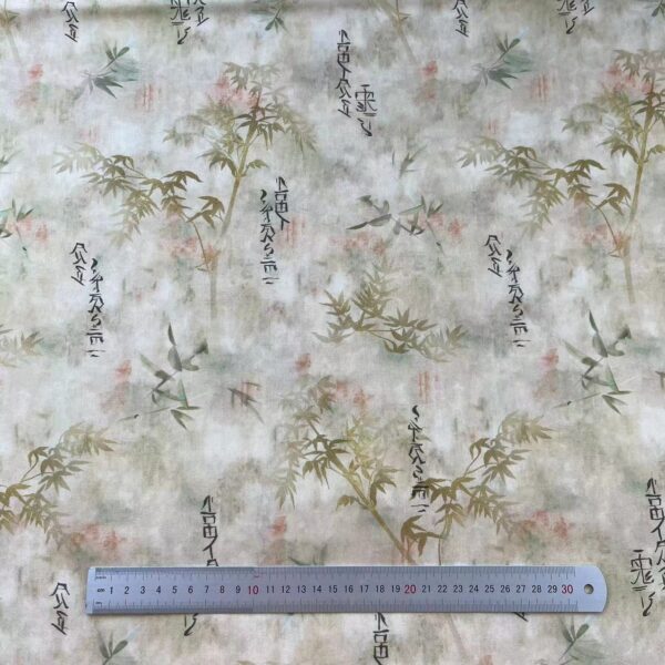 Cotton Digital Print Fabric — Vintage Bamboo Leaf Design