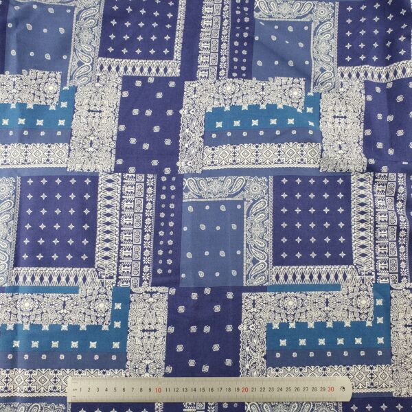 100% Cotton Poplin Fabric — Paisley Print for Shirts & Dresses