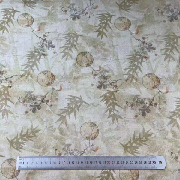 Cotton Digital Print Fabric — Vintage Bamboo Leaf Design