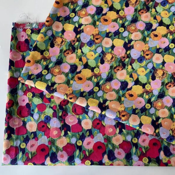 100% Cotton Poplin Reactive Printed Fabric — Oil Painting Floral Style