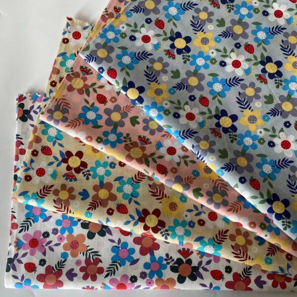 100% Cotton Printed Poplin Fabric — Small Floral Shirt & Dress Material