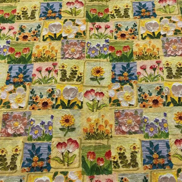 Cotton Digital Printed Fabric — 3D Oil Painting Retro Style