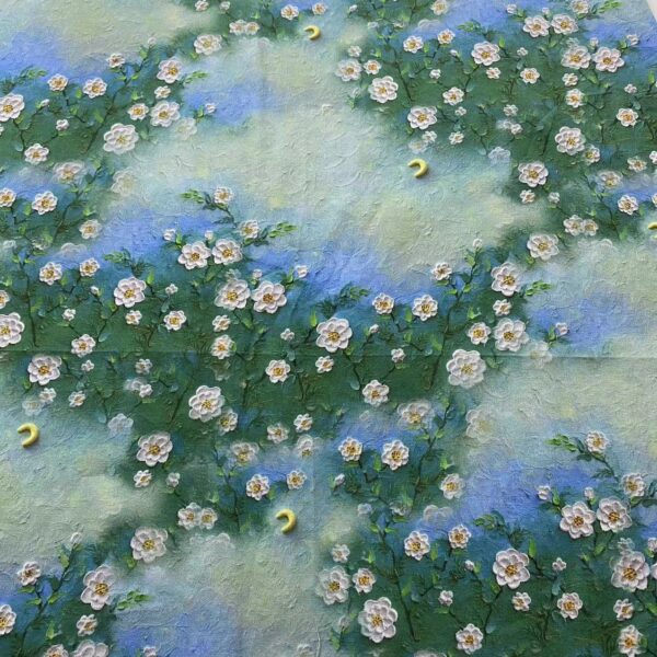 100% Cotton Digital Printed Fabric – 3D Oil Painting & Pastoral Style