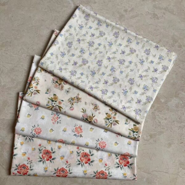 100% Cotton Digital Small Floral Print Fabric — Korean INS Style DIY Textile