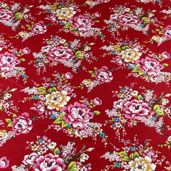 100% Cotton Floral Printed Poplin Fabric — Bold Eastern Blossom Design