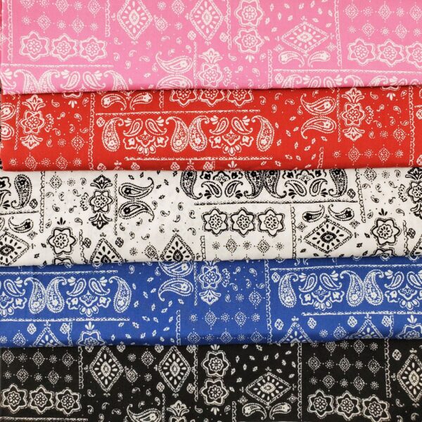 100% Cotton Paisley Poplin Fabric — Classic Bandana Shirt & Dress Material