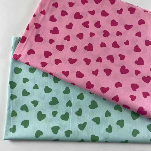 100% Cotton Poplin Printed Heart Fabric — Soft Romantic Dress Cloth