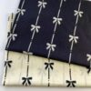 100% Cotton Poplin Printed Fabric — Korean Black & White Bow Design