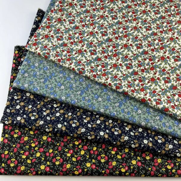 Cotton Poplin Printed Fabric – Small Floral Pastoral Style for Dresses, Kidswear & Homewear