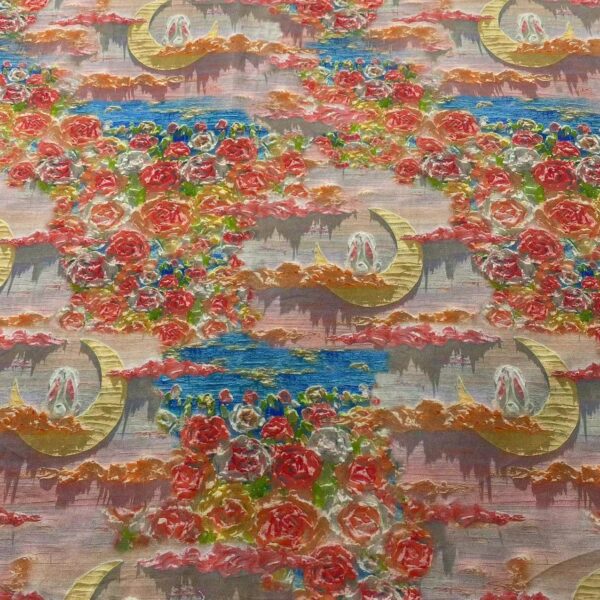 100% Cotton Digital Printed Fabric — 3D Chinese Art Style Qipao Dress Material