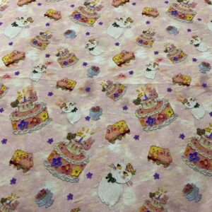 3D Oil-Painting Birthday Cake Cotton Fabric — Kids & Women’s Dresses
