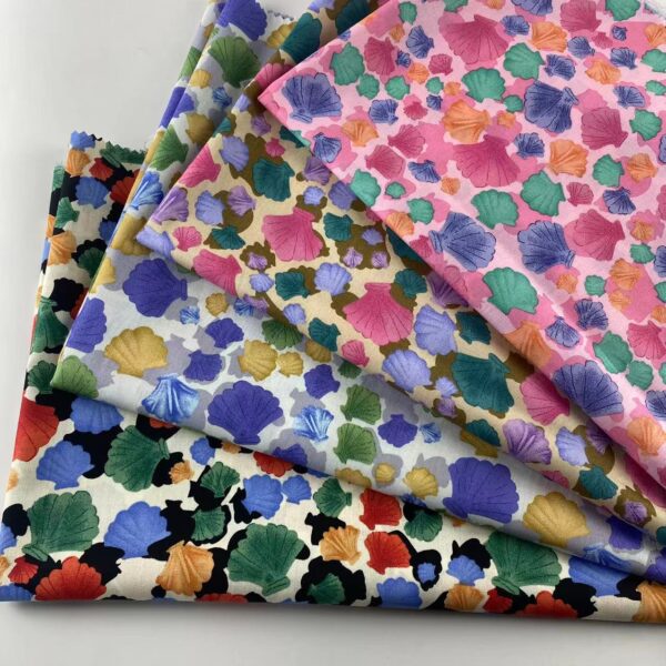 100% Cotton Printed Fabric — Shell Floral Pattern Dress Material
