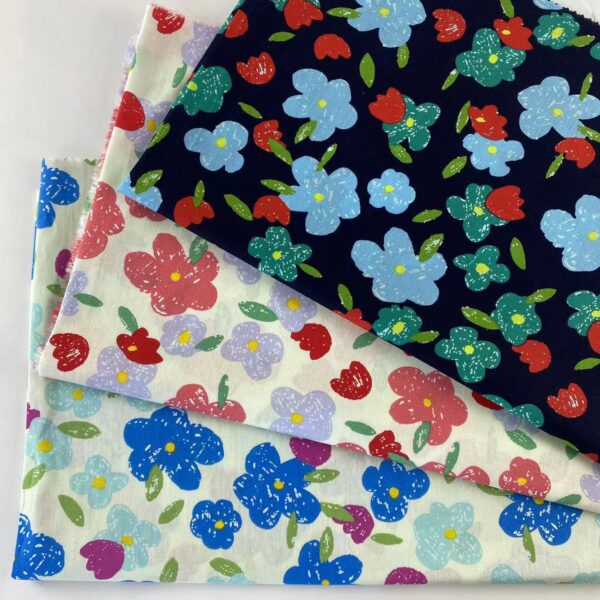 Sunflower Printed Cotton Fabric – 100% Cotton Reactive Poplin for Summer Dresses