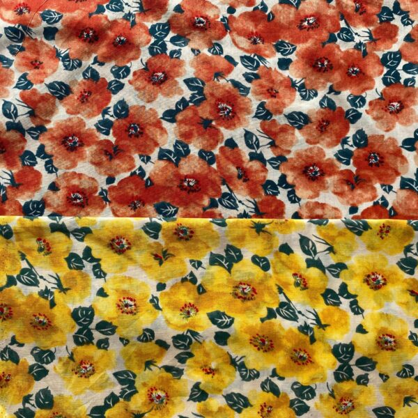 Poplin Cotton Printed Fabric – Lightweight Floral Cloth for Summer Dresses