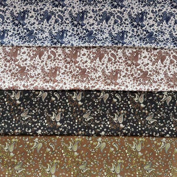 40s Cotton Poplin Reactive Print Fabric – Vintage Paisley Pattern for Shirts & DIY Crafts